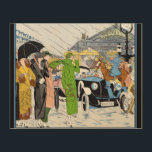 Art Deco Street Scene Holzdruck<br><div class="desc">Art Deko Straßenszene mit Kunst Deko Frauenmode.</div>