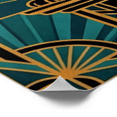 Art Deco Stretching Black Cat Wall Art Poster (Ecke)