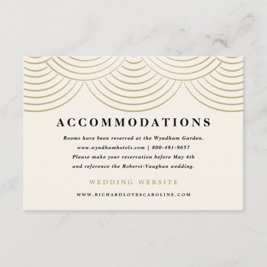 Art Deco String Lights Enclosure Cards Ivory Gold Begleitkarte (Vorderseite)