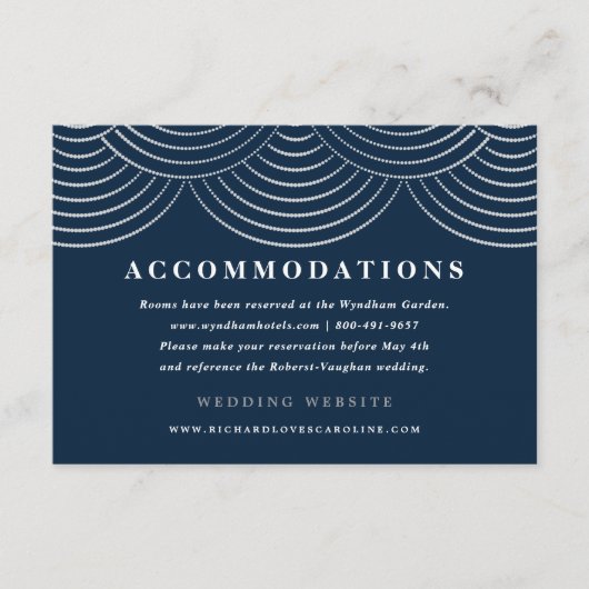 Art Deco String Lights Enclosure Cards Navy Blue Begleitkarte (Vorderseite)