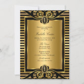 Art Deco Strip Gold Black Birthday Party 2 Einladung (Vorderseite)