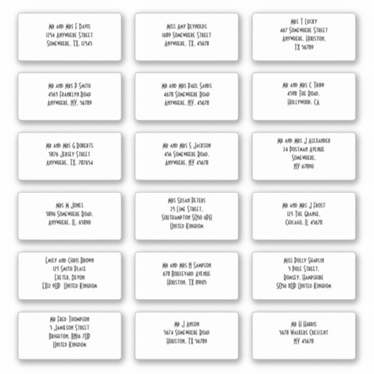 Art Deco Style 18 Gästenamen Adressen Aufkleber (Vorderseite)