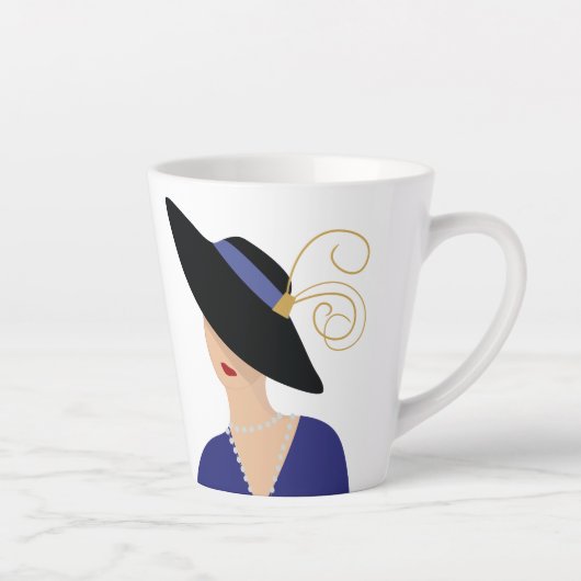 Art Deco Style 1930er Frauen in Black Hat Milchtasse (Rechts)