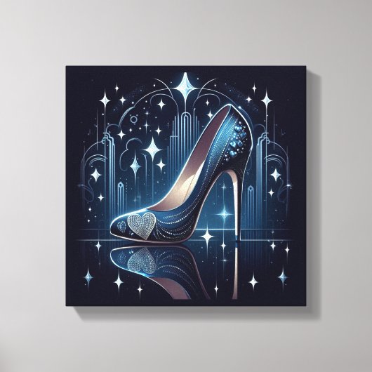 Art Deco Style Blue Stilettos Leinwanddruck (Vorderseite)