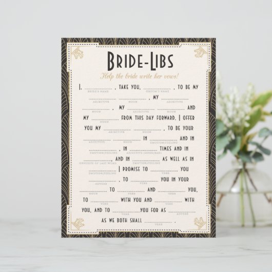 Art Deco Style Bride Libs Game (Stehend Vorderseite)