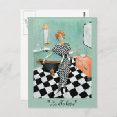 Art Deco-Style Card - Orig. Kunst/Frau im Badezimm Postkarte (Vorne/Hinten)