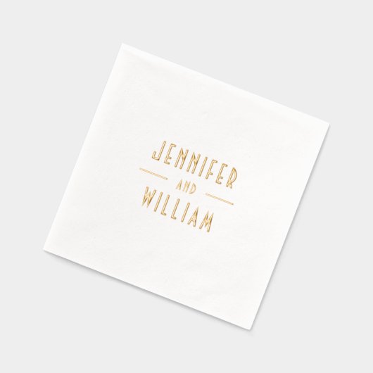Art Deco Style Couple's Name Servietten Mit Folie (Links)