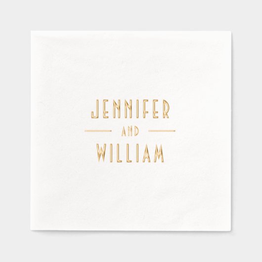 Art Deco Style Couple's Name Servietten Mit Folie (Vorderseite)