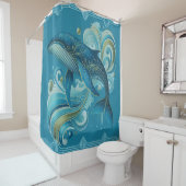 Art Deco Style Dolphin Illustration Duschvorhang (Beispiel)