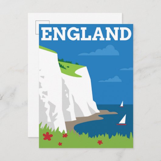 Art Deco Style England Poster Postkarte (Vorne/Hinten)