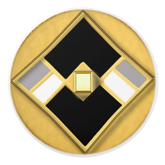 Art Deco Style Geometrie Keramikknauf (Vorderseite)