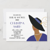 Art Deco Style Girl im Black Hat Brautparty Einladung (Vorderseite)