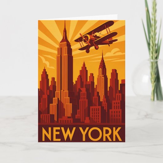 Art deco style New York skyline greetings card Karte (Vorderseite)