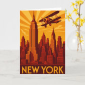 Art deco style New York skyline greetings card Karte (Gelbe Blume)