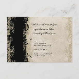 Art Deco Style Peacock Black n Creme Vintage Spitz RSVP Karte