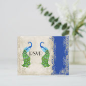 Art Deco Style Peacock Royal Vintages Highlight Einladungspostkarte (Stehend Vorderseite)