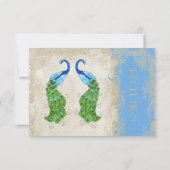 Art Deco Style Peacock Sky Vintage Spitze Einladung (Rückseite)