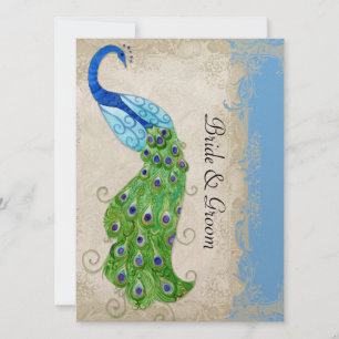 Art Deco Style Peacock Sky Vintage Spitze Einladung