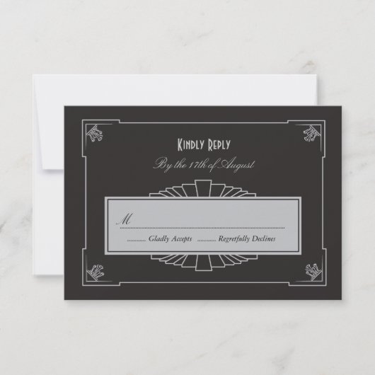 Art Deco Style RSVP Card (Silver) (Vorderseite)