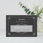 Art Deco Style RSVP Card (Silver) (Stehend Vorderseite)