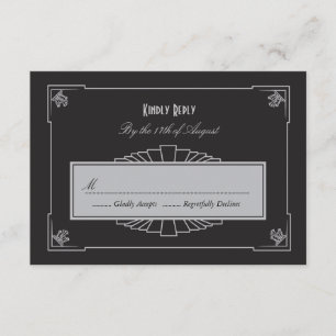 Art Deco Style RSVP Card (Silver) Karte