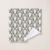 Art Deco Style Sepia-Blume Badhandtuch Set (Waschlappen)