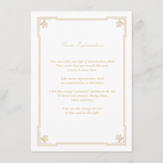 Art Deco Style Wedding Card Begleitkarte (Vorderseite)