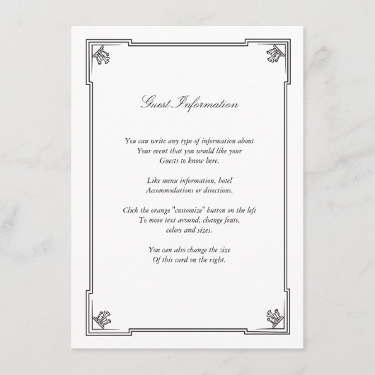 Art Deco Style Wedding Card Begleitkarte (Vorderseite)