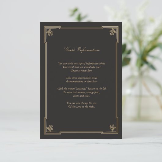 Art Deco Style Wedding Card Begleitkarte (Stehend Vorderseite)