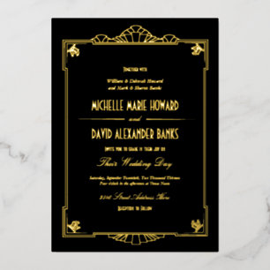 Art Deco Style Wedding Gold Folieneinladung