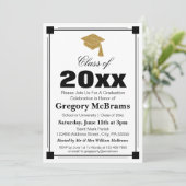 Art Deco Style White Graduation Party Einladung (Stehend Vorderseite)