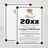 Art Deco Style White Graduation Party Einladung (Vorne/Hinten)