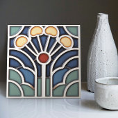 Art Deco Stylized Sunburst Tree Tile Fliese