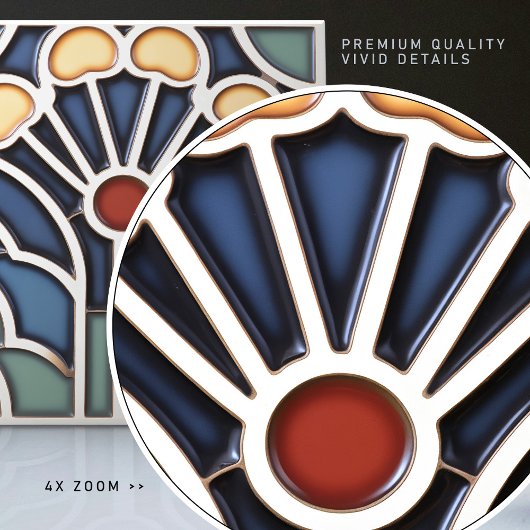 Art Deco Stylized Sunburst Tree Tile Fliese