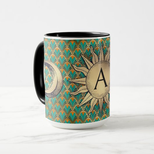 Art Deco Sun & Moon Tasse (Vorderseite Links)