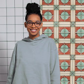 Art Deco Sun und Kreuz in Korallen Aquamarin Fliese