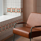 Art Deco Sun und Kreuz in Korallen Aquamarin Fliese