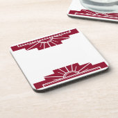 Art Deco Sunburg in Deep Ruby Getränkeuntersetzer (Linke Seite)
