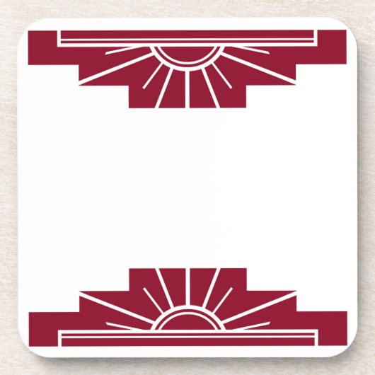 Art Deco Sunburg in Deep Ruby Getränkeuntersetzer (Vorderseite)