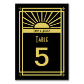 Art Deco Sunburg Tischnummern Karten (Rückseite)