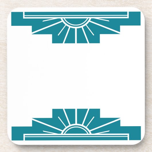 Art Deco Sunburgh im Aquamarinen Getränkeuntersetzer (Vorderseite)