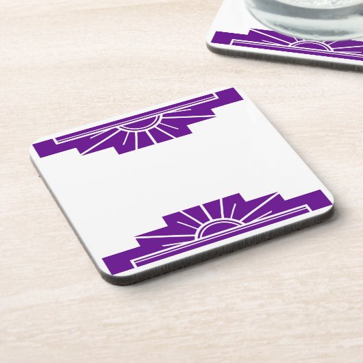 Art Deco Sunburgh im Lila Getränkeuntersetzer (Linke Seite)