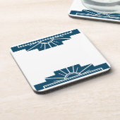 Art Deco Sunburgh in Dunkel Aquamarin Getränkeuntersetzer (Linke Seite)