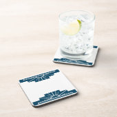 Art Deco Sunburgh in Dunkel Aquamarin Getränkeuntersetzer (Rechte Seite)