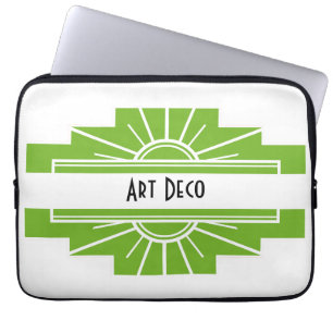 Art Deco Sunburgh Muster in Weiß und Limon Laptop Laptopschutzhülle