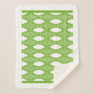 Art Deco Sunburgh Muster in Weiß und Limon Sherpa Sherpadecke