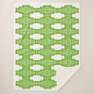 Art Deco Sunburgh Muster in Weiß und Limon Sherpa Sherpadecke