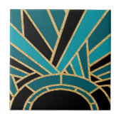 Art Deco Sunburst (Blau) Keramik Fliese (Vorderseite)