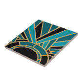 Art Deco Sunburst (Blau) Keramik Fliese (Seite)