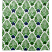 Art Deco Sunburst Fan in Cooler Kalkgrün Duschvorhang (Vorderseite)